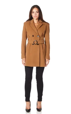 Budget ???? De La Creme Fashions Alicia Camel Wool Blend Short Belted ???? Coat ⭐
