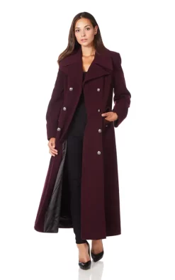 Budget ✔️ De La Creme Fashions Carmelle Wine Double Breasted Maxi ???? Coat ????