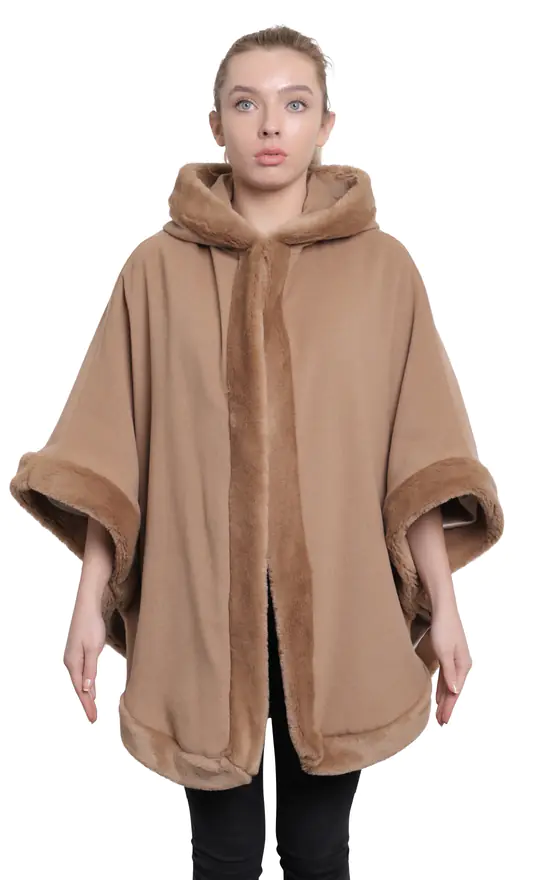 Hot Sale ???? De La Creme Fashions Caitlin Camel Faux Fur Lined Hooded Cape ???? 3 Hot Sale ???? De La Creme Fashions Caitlin Camel Faux Fur Lined Hooded Cape ????