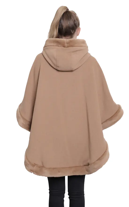 Hot Sale ???? De La Creme Fashions Caitlin Camel Faux Fur Lined Hooded Cape ???? 5 Hot Sale ???? De La Creme Fashions Caitlin Camel Faux Fur Lined Hooded Cape ???? - Image 3