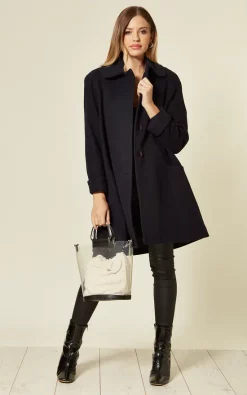 Promo ???? De La Creme Fashions Lisa Navy Wool & Cashmere Swing ???? Coat ????