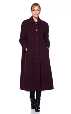 Wholesale ???? De La Creme Fashions Caroline Wine Red Oversized Long ???? Coat With Peter Pan Collar ????