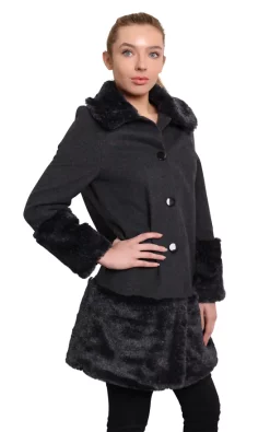 Discount ???? De La Creme Fashions Grey Faux Fur Trim Wool Mix Luxury ???? Coat ????