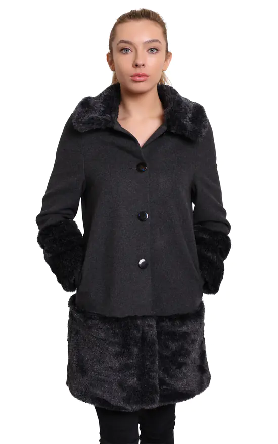 Discount ???? De La Creme Fashions Grey Faux Fur Trim Wool Mix Luxury ???? Coat ???? 4 Discount ???? De La Creme Fashions Grey Faux Fur Trim Wool Mix Luxury ???? Coat ???? - Image 2