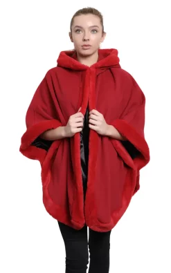 Best reviews of ???? De La Creme Fashions Caitlin Red Faux Fur Lined Hooded Cape ⌛