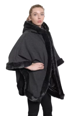 Brand new ❤️ De La Creme Fashions Caitlin Grey Faux Fur Lined Hooded Cape ????