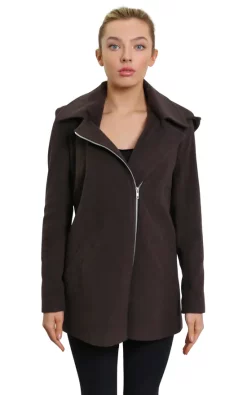 Deals ???? De La Creme Fashions Sylvia Brown Wool Blend Zip Up Hooded ???? Coat ????