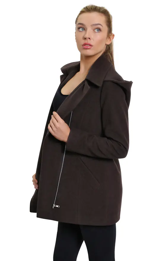 Deals ???? De La Creme Fashions Sylvia Brown Wool Blend Zip Up Hooded ???? Coat ???? 4 Deals ???? De La Creme Fashions Sylvia Brown Wool Blend Zip Up Hooded ???? Coat ???? - Image 2