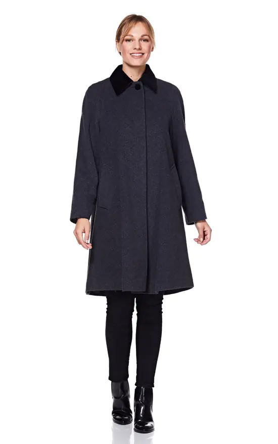 Discount ???? De La Creme Fashions Maryanne Grey Oversized Swing ???? Coat With Velvet Collar ⭐ 3 Discount ???? De La Creme Fashions Maryanne Grey Oversized Swing ???? Coat With Velvet Collar ⭐