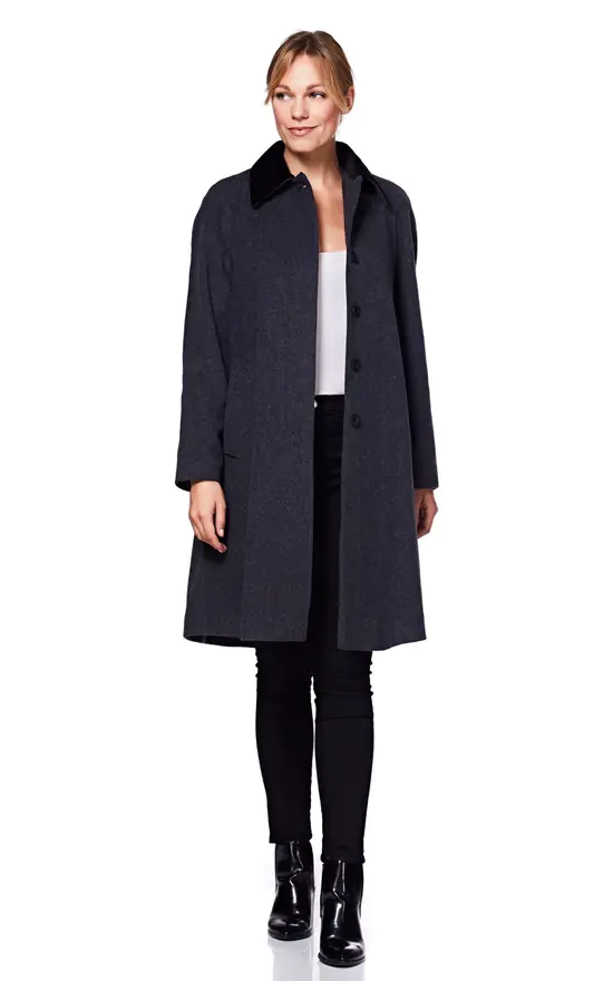 Discount ???? De La Creme Fashions Maryanne Grey Oversized Swing ???? Coat With Velvet Collar ⭐ 4 Discount ???? De La Creme Fashions Maryanne Grey Oversized Swing ???? Coat With Velvet Collar ⭐ - Image 2