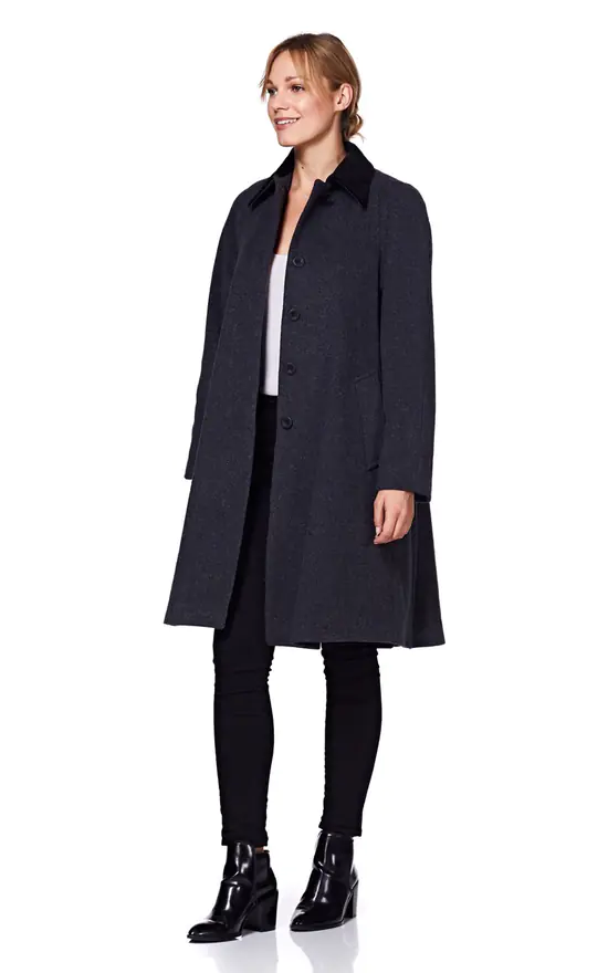 Discount ???? De La Creme Fashions Maryanne Grey Oversized Swing ???? Coat With Velvet Collar ⭐ 5 Discount ???? De La Creme Fashions Maryanne Grey Oversized Swing ???? Coat With Velvet Collar ⭐ - Image 3