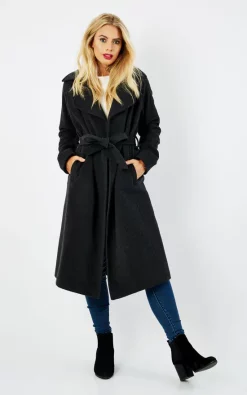 De La Creme Fashions Shop 25 Deals ???? De La Creme Fashions Diana Grey Wrap Around Duster ???? Coat ????