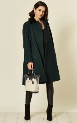 De La Creme Fashions Shop 23 Best Sale ???? De La Creme Fashions Maryanne Green Oversized Swing ???? Coat With Velvet Collar ❤️