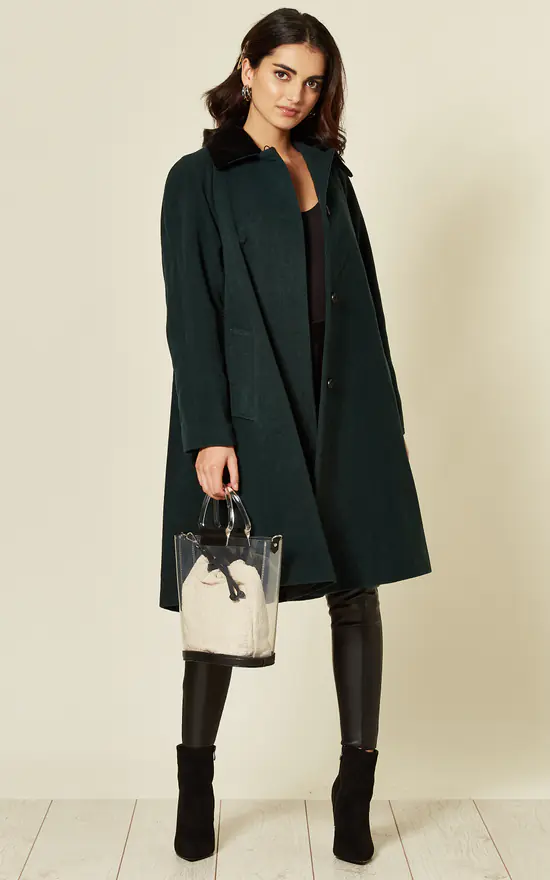 Best Sale ???? De La Creme Fashions Maryanne Green Oversized Swing ???? Coat With Velvet Collar ❤️ 3 Best Sale ???? De La Creme Fashions Maryanne Green Oversized Swing ???? Coat With Velvet Collar ❤️