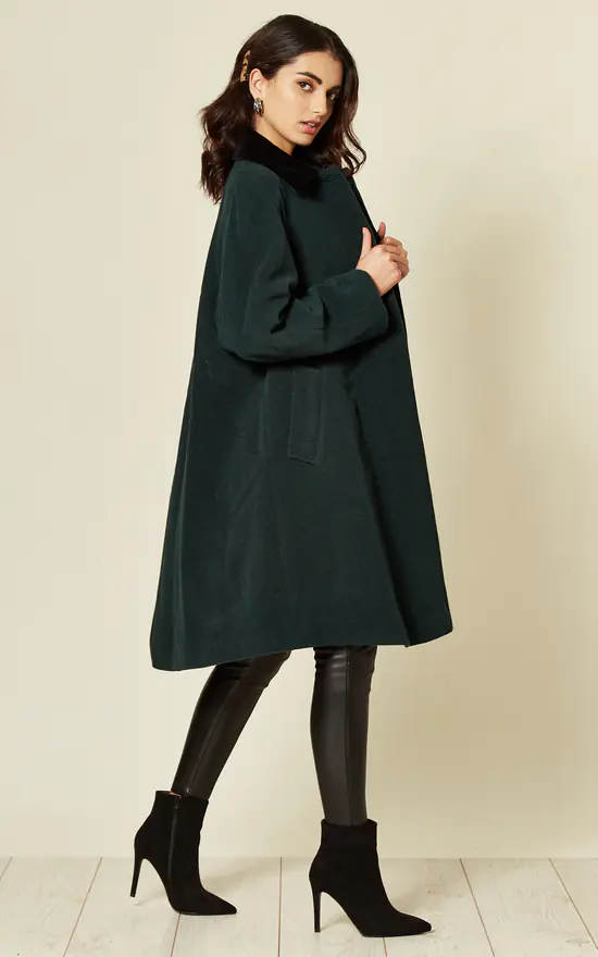 Best Sale ???? De La Creme Fashions Maryanne Green Oversized Swing ???? Coat With Velvet Collar ❤️ 5 Best Sale ???? De La Creme Fashions Maryanne Green Oversized Swing ???? Coat With Velvet Collar ❤️ - Image 3