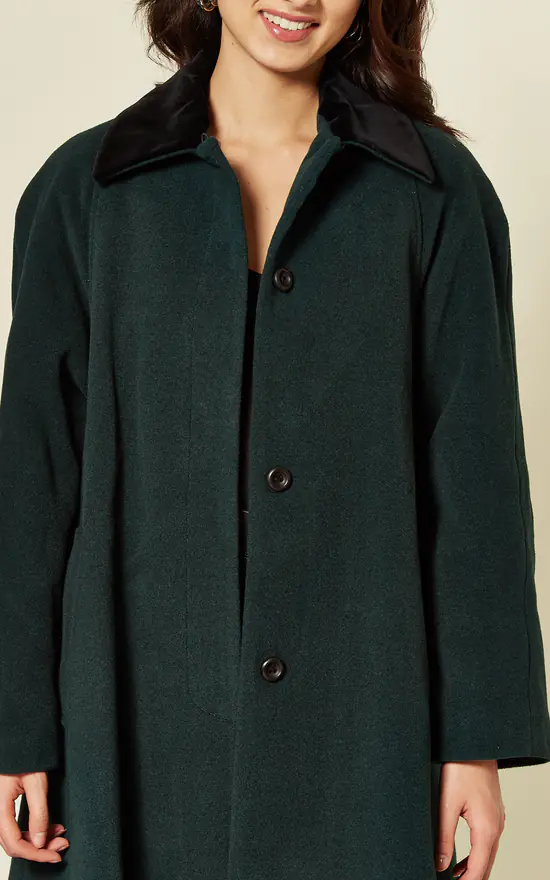 Best Sale ???? De La Creme Fashions Maryanne Green Oversized Swing ???? Coat With Velvet Collar ❤️ 6 Best Sale ???? De La Creme Fashions Maryanne Green Oversized Swing ???? Coat With Velvet Collar ❤️ - Image 4