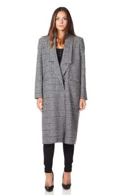 De La Creme Fashions Shop 21 Best Pirce ???? De La Creme Fashions Tasha Prince Of Wales Check Wool Wrap Long ???? Coat ????