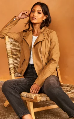 New ???? ONLY Faux Leather Biker Jacket In Light Brown ????