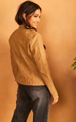 New ???? ONLY Faux Leather Biker Jacket In Light Brown ???? -De La Creme Fashions Shop unnamed file 198