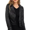 Coupon ???? LOES House Black Faux Leather Biker Jacket With Floral Embroidery ????