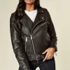Promo ???? BARNEYS ORIGINALS Black Leather Biker Jacket With Belt At Hem ???? -De La Creme Fashions Shop unnamed file 202