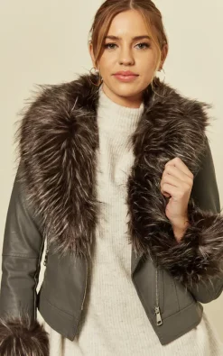 Flash Sale ???? LOES House Faux Fur Biker Leather Jacket In Grey ❤️ 9 Flash Sale ???? LOES House Faux Fur Biker Leather Jacket In Grey ❤️ -De La Creme Fashions Shop unnamed file 216