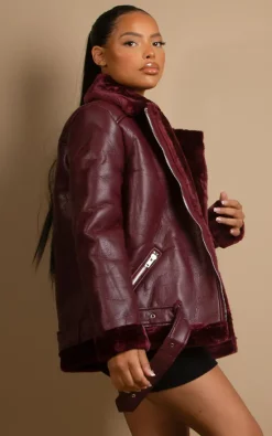 Cheap ???? De La Creme Fashions Faux Fur Collar Aviator Jacket In Wine ???? -De La Creme Fashions Shop unnamed file 238