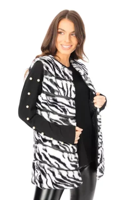 Best reviews of ⌛ LOES House Zebra Print Chevron Soft Faux Fur Leather Panel Gilet In Black And White ???? -De La Creme Fashions Shop unnamed file 249