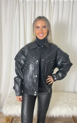Discount ???? Unscripted Black Pu Studded Jacket ????