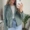 Hot Sale ???? ONLY Faux Leather Biker Jacket In Green ???? -De La Creme Fashions Shop unnamed file 272