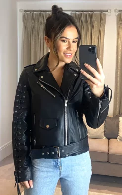 Best Sale ???? BARNEYS ORIGINALS Leather Biker With Lace Sleeves ???? -De La Creme Fashions Shop unnamed file 286