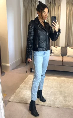 Best Sale ???? BARNEYS ORIGINALS Leather Biker With Lace Sleeves ???? -De La Creme Fashions Shop unnamed file 287