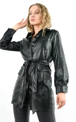 Discount ???? Boutique Store Black Belted Faux Leather Jacket ❤️