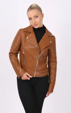 Flash Sale ✨ Pretty Moi Brown Leather Biker Jacket ⭐ -De La Creme Fashions Shop unnamed file 30