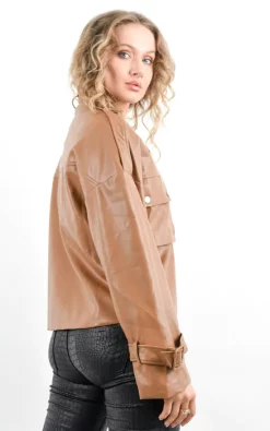 New ???? Boutique Store Camel Zip Up Faux Leather Jacket Buckle Straps ???? -De La Creme Fashions Shop unnamed file 301