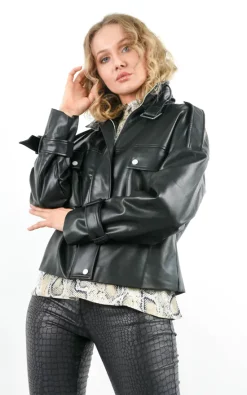 Cheap ✔️ Boutique Store Black Zip Up Faux Leather Jacket Buckle Straps ⌛ -De La Creme Fashions Shop unnamed file 305