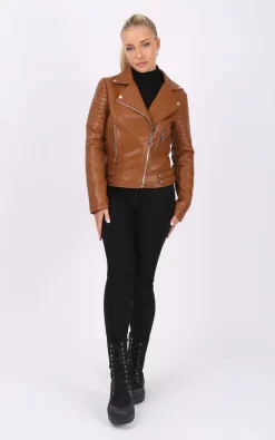 Flash Sale ✨ Pretty Moi Brown Leather Biker Jacket ⭐ -De La Creme Fashions Shop unnamed file 31
