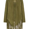 Best Sale ???? House Of Dharma The Bardot Suede Jacket Olive ❤️