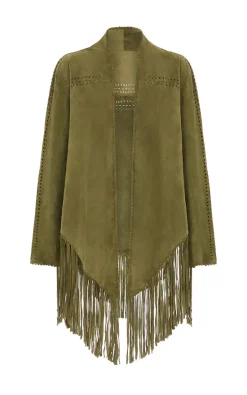 Best Sale ???? House Of Dharma The Bardot Suede Jacket Olive ❤️