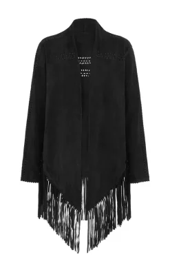 Deals ???? House Of Dharma The Bardot Suede Jacket Black ????