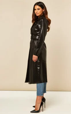 Deals ???? ANGELEYE Pu Snake Textured Black Trench ???? Coat ❤️ -De La Creme Fashions Shop unnamed file 335