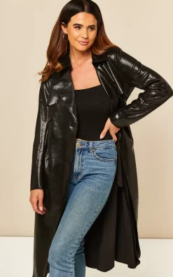 Deals ???? ANGELEYE Pu Snake Textured Black Trench ???? Coat ❤️ -De La Creme Fashions Shop unnamed file 336