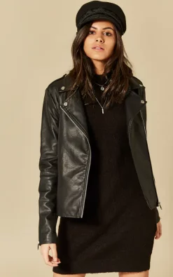 Discount ???? VILA Black Faux Leather Jacket ????