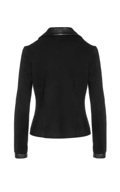 Budget ⭐ Conquista Fashion Black Fitted Jacket With Faux Leather Detail ⭐ -De La Creme Fashions Shop unnamed file 352