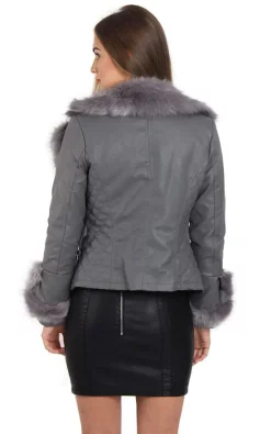 Buy ???? LOES House Faux Fur Leather Jacket With Tie In Grey ???? -De La Creme Fashions Shop unnamed file 359