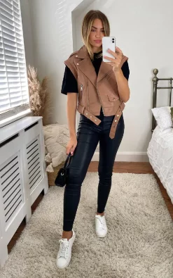 Wholesale ???? IKRUSH Coco Faux Leather Belted Gilet In Camel ✨ -De La Creme Fashions Shop unnamed file 362