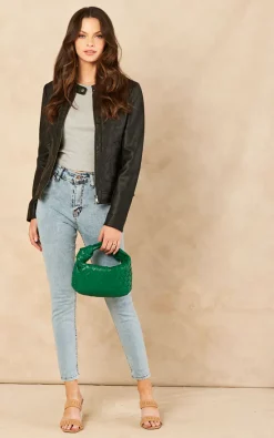 Outlet ❤️ ONLY Faux Leather Jacket In Black ????