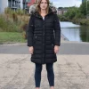 New ???? Spindle Boutique ???? Womens Long Fur Trimmed Hooded Padded Puffer Parka Ladies Winter Jacket ???? Coat Black ????