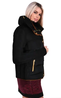 Cheapest ❤️ Where's That From Becky Quilted Winter ???? Coat Puffer Faux Fur Collar Hooded Parka Jacket In Black ????