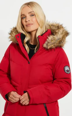 Best Sale ⭐ Threadbare Red Longline Padded Parker ???? -De La Creme Fashions Shop unnamed file 435